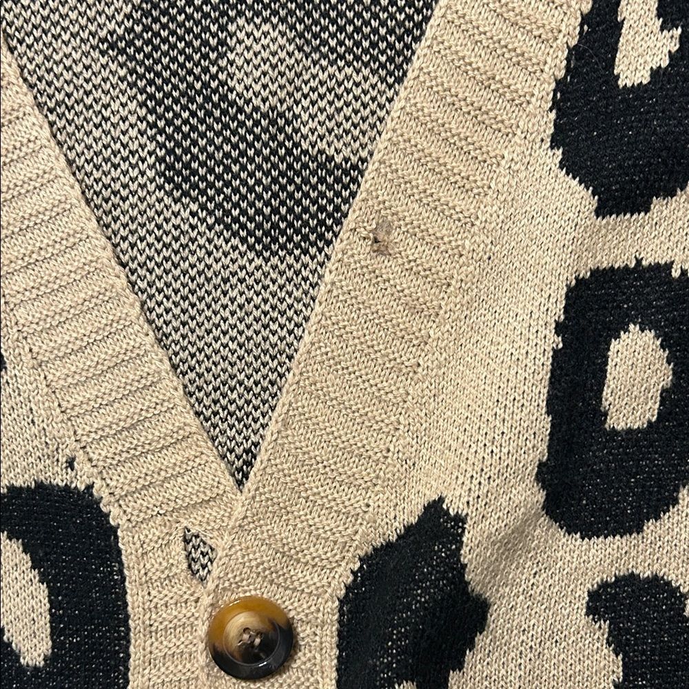 BTFBM Tan and Black Leopard V Neck Long Cardigan with Pockets - Picture 8 of 8